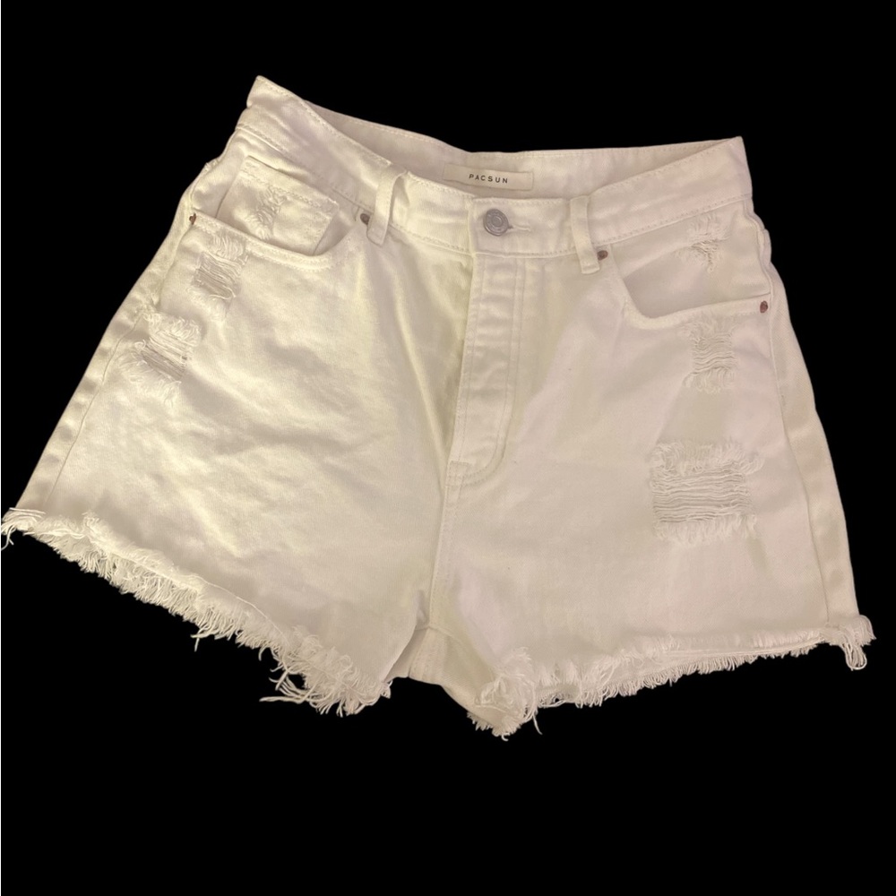 PACSUN Women's High Rise Distressed Denim Shorts EUC 26